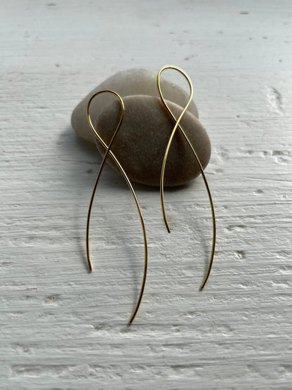 Fine Wire Swirl Earrings - Gold Plated - Gray