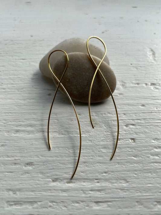 Fine Wire Swirl Earrings - Gold Plated - Gray