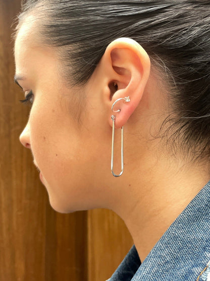 MOON AND BACK - OBLONG EARRING - Gray