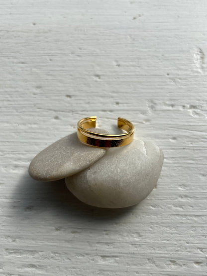 Twin Contrast Open Ring - Gold plated - Gray