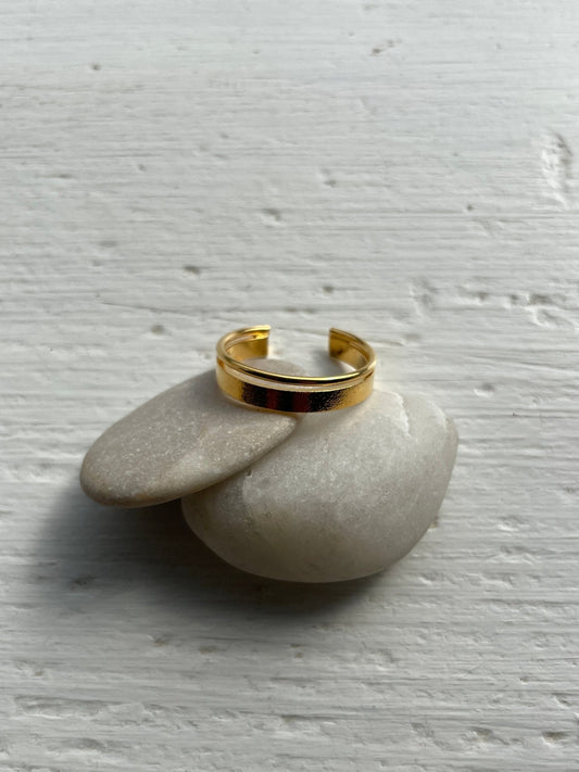 Twin Contrast Open Ring - Gold plated - Gray