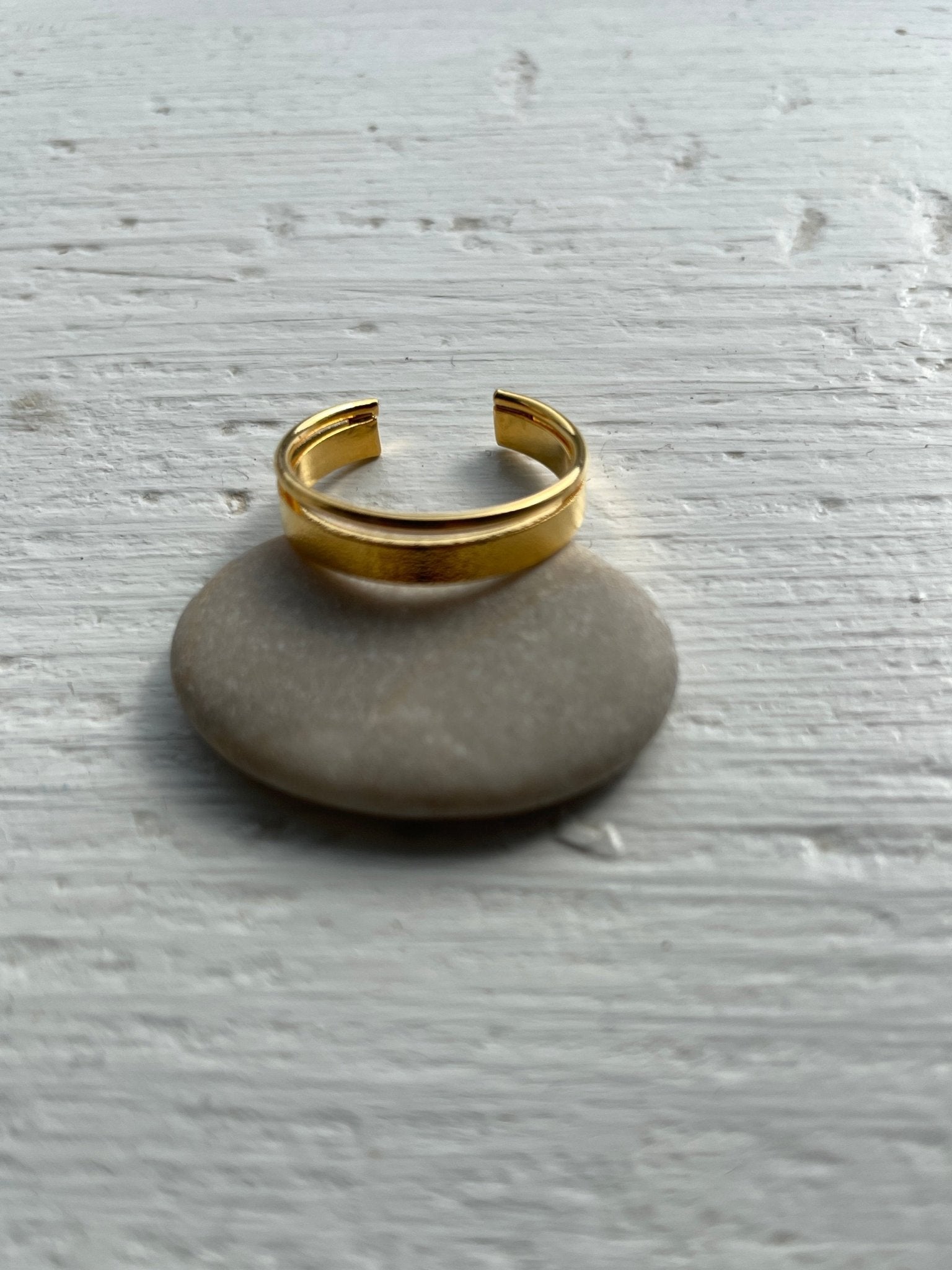 Twin Contrast Open Ring - Gold plated - Gray